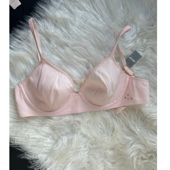 Aerie REAL ME Underwire Unlined Bra Blush Pink Stars 34B NWT - Picture 1 of 4